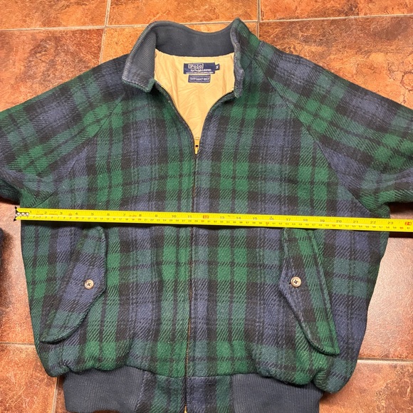 Polo by Ralph Lauren Made in USA 80s Green Plaid Wool Blend Bomber Coat - Picture 7 of 9
